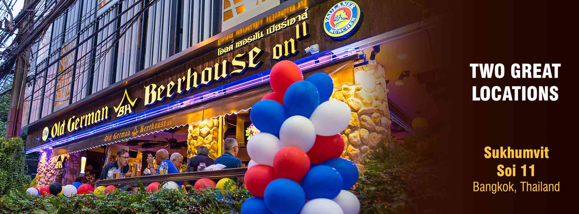 Old German Beerhouse - Soi 11 outside with balloons for party